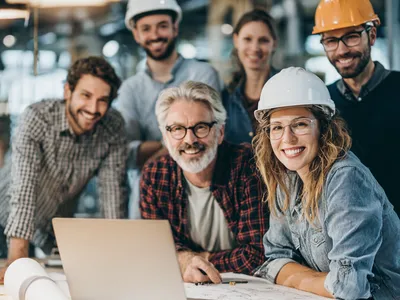 Engineering professionals on a construction site