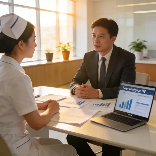 Australian nurse comparing bank LMI waiver policies on a laptop